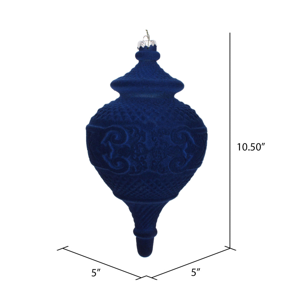Vickerman 10.5" Midnight Blue Flocked Finial Ornament