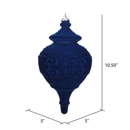 Vickerman 10.5" Midnight Blue Flocked Finial Ornament