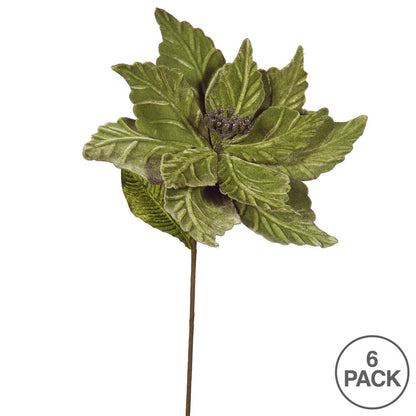 Vickerman 22" Lime Poinsettia Artificial Christmas Flower 6 per Bag