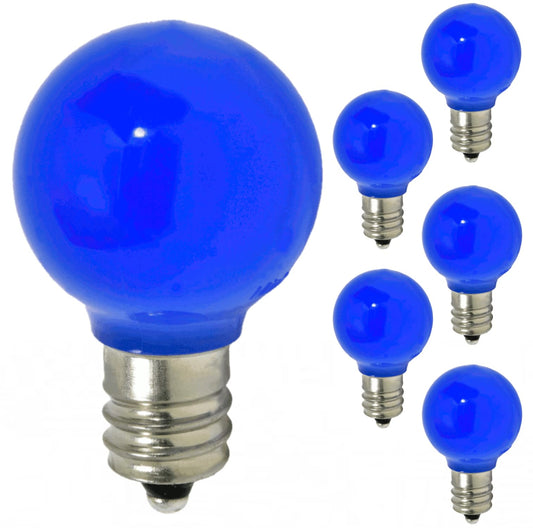 Damar- G9 LED Bulb Twinkle Solid Blue 0.6W-0.96W E12 Candelabra Base 100-130V Pack of 6- Small Globe Mood Colored Lighting for Party Christmas Home Decoration