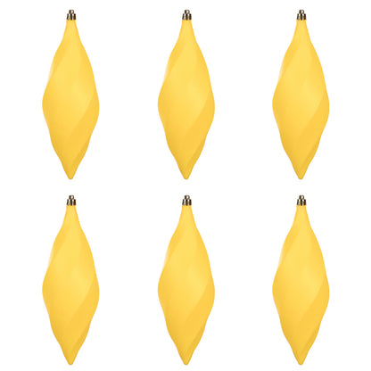 Vickerman 8" Yellow Matte Swirl Finial Ornament Pack of 6