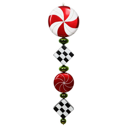 Vickerman 45" Red Lime and Black Checkered Shiny Jumbo Finial Ornament