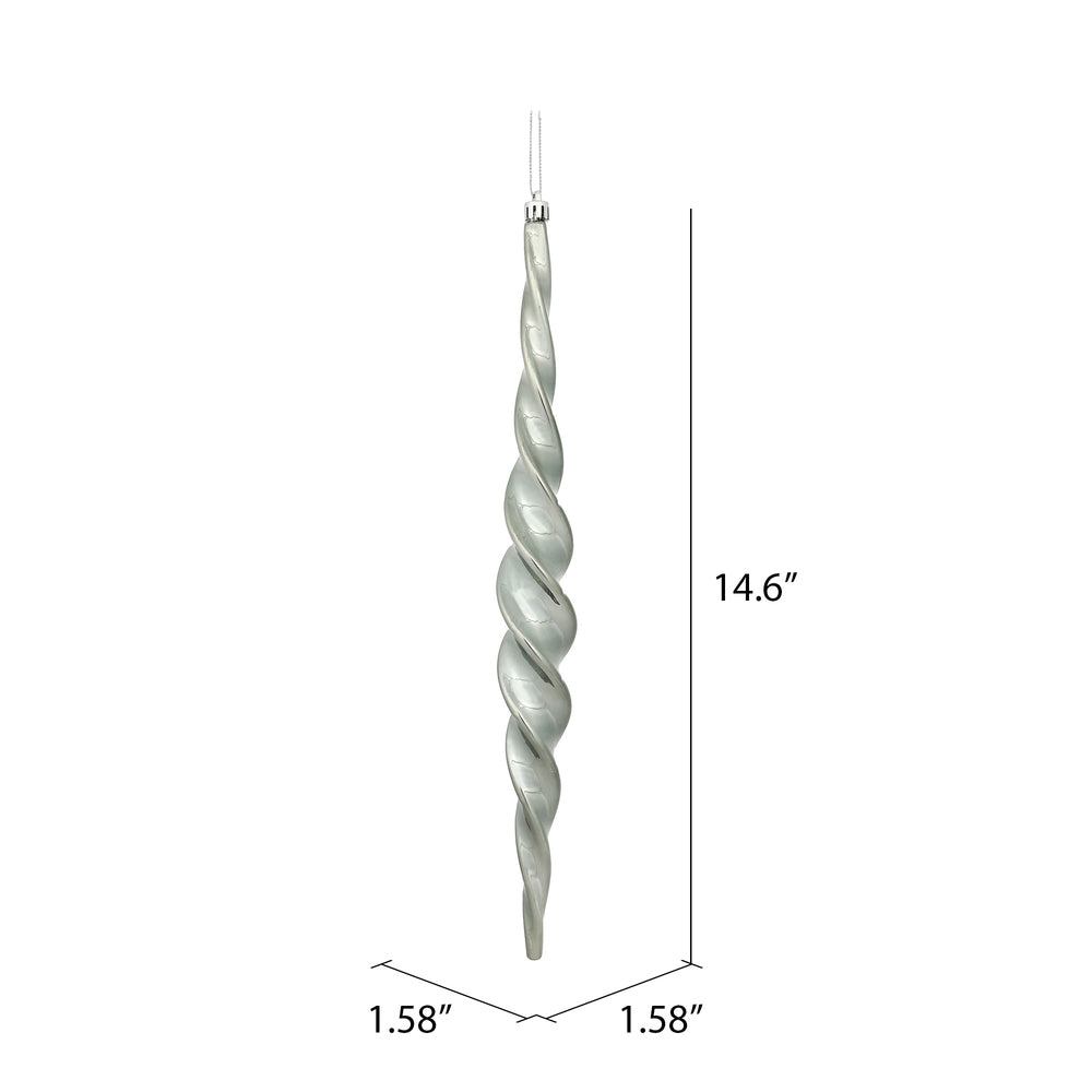 Vickerman 14.6" Pewter Shiny Spiral Icicle Christmas Ornament Pack of 2