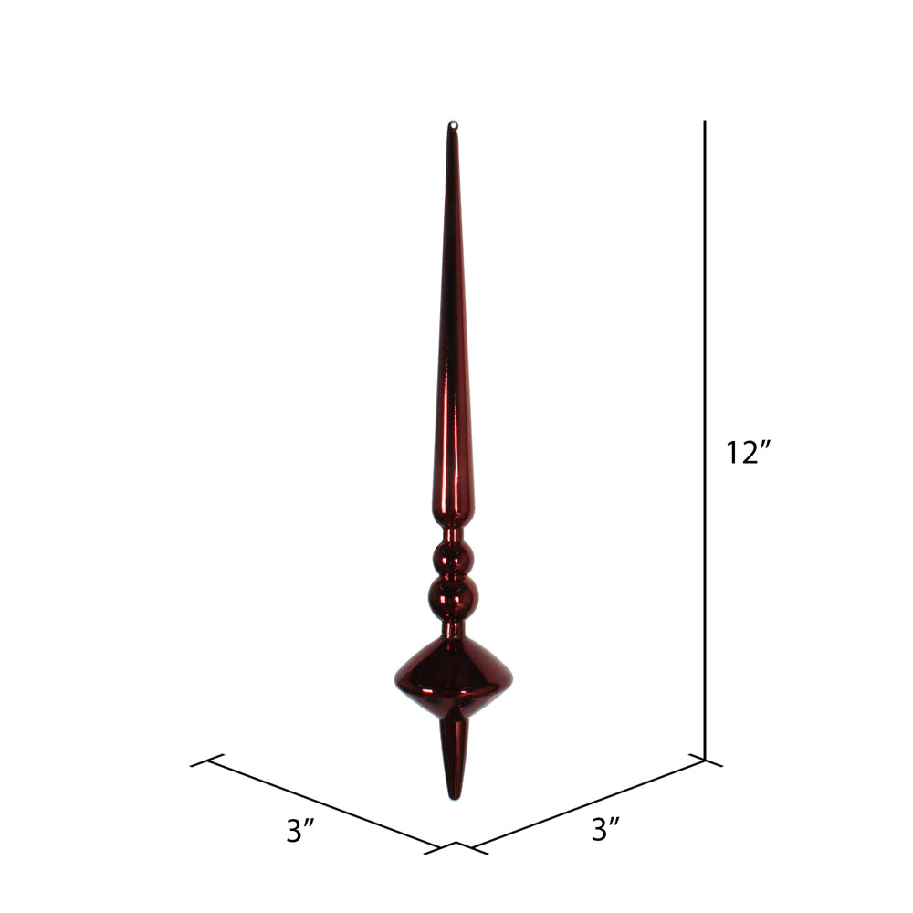 Vickerman 12" Burgundy Shiny Cupola Finial Ornament Pack of 3