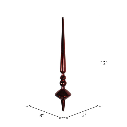 Vickerman 12" Burgundy Shiny Cupola Finial Ornament Pack of 3