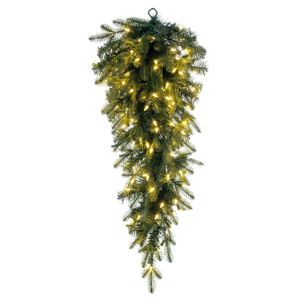 Vickerman 36" Georgian Fraser Fir Artificial Pre-Lit Teardrop Upside Down Tree with White Mini Lights