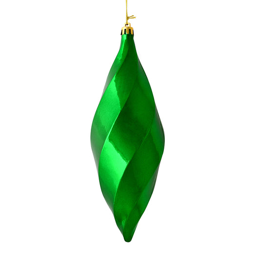 Vickerman 8" Green Shiny Swirl Finial Ornament Pack of 6