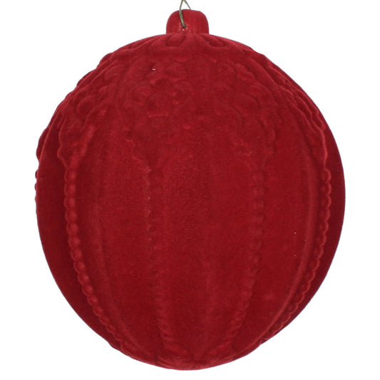 Vickerman 5.5" Burgundy Flocked Embossed Ball Ornament 2 per Bag