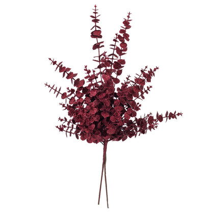 Vickerman 28" Burgundy Artificial Eucalyptus Glitter Spray 2 per bag.