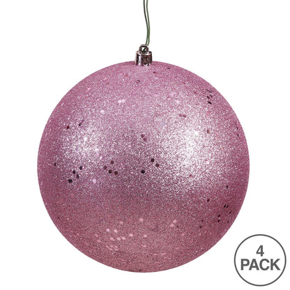 Vickerman 4.75" Mauve Sequin Ball Ornament 4 per Bag