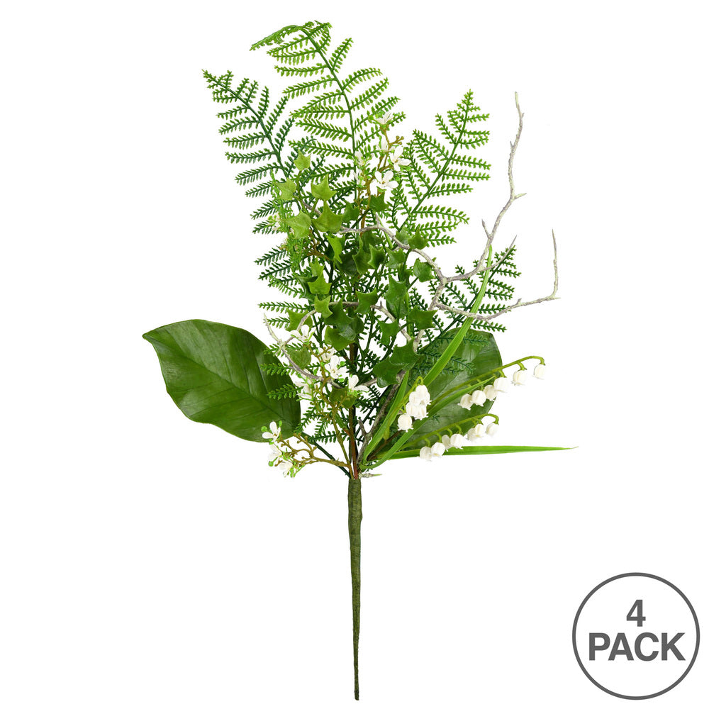 Vickerman 21" Artificial White Mini Flower Green Spray. Includes 4 sprays per pack.