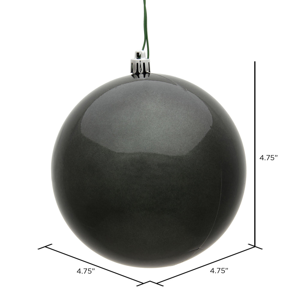 Vickerman 4.75" Pewter Candy Ball Ornament 4 per Bag