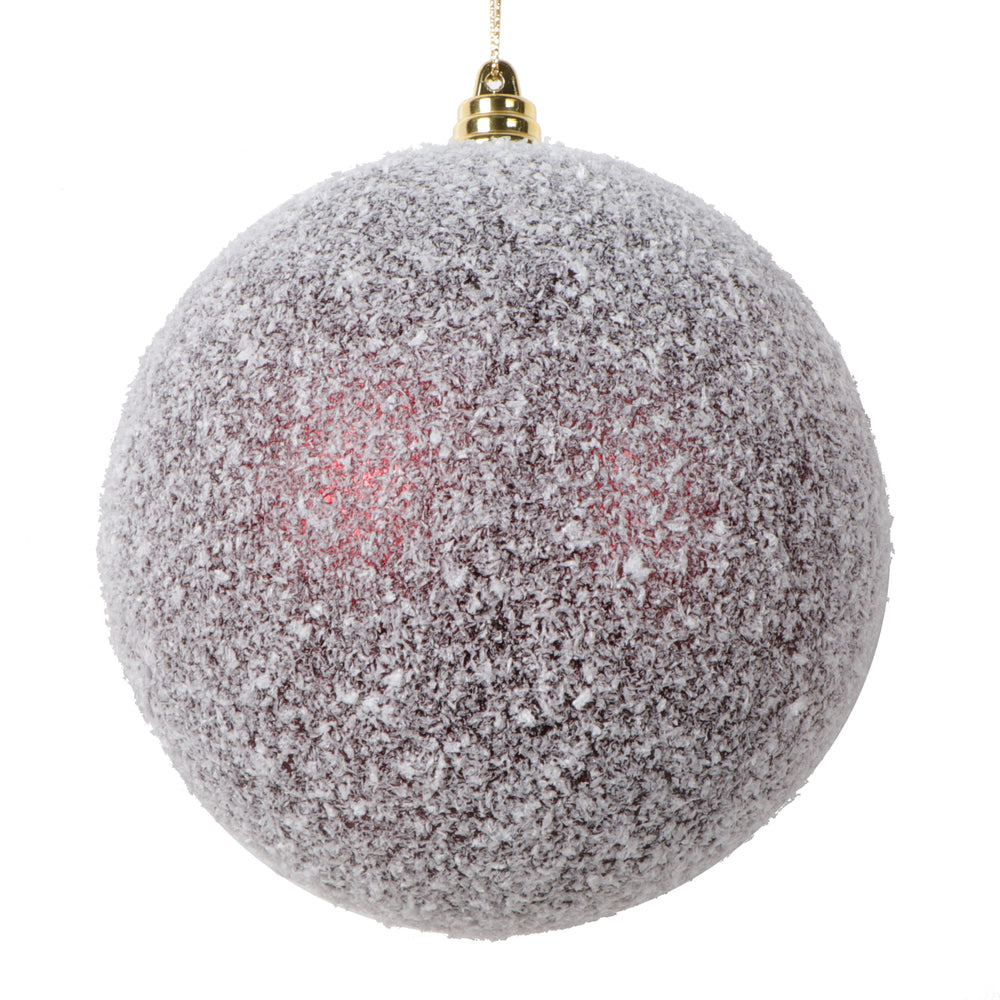 Vickerman 4.75" Burgundy Matte Snow Covered Ornament 4 per bag.