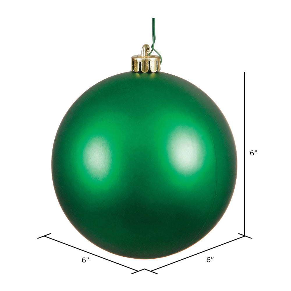 Vickerman 6" Green Matte Ball Ornament 4 per Bag