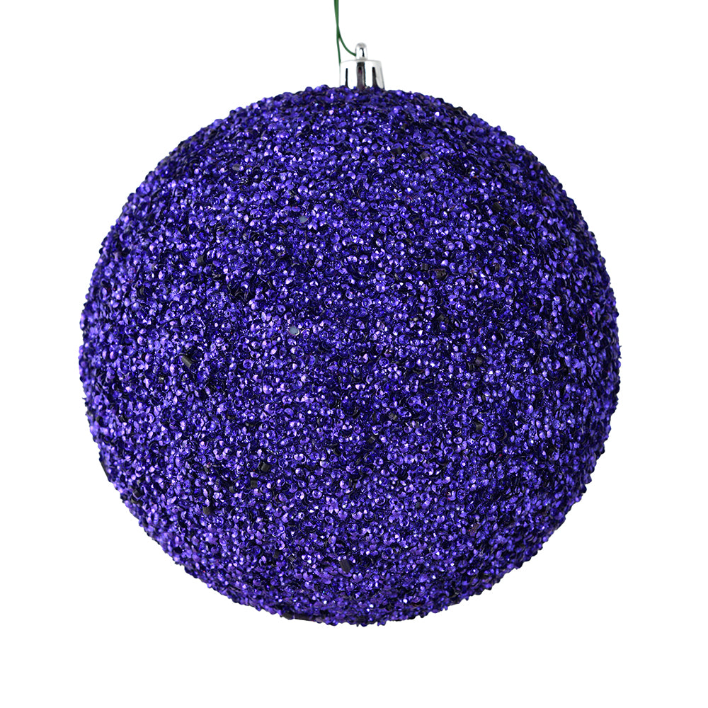 Vickerman 8" Cobalt Blue Beaded Ball Ornament 2 per Bag