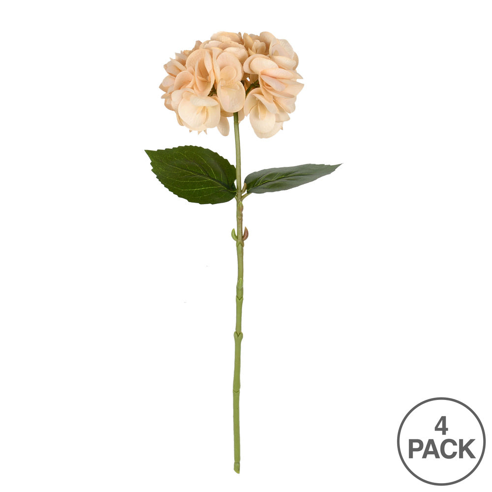Vickerman 18" Artificial Beige Hydrangea Spray.  There are 4 pieces per pack.