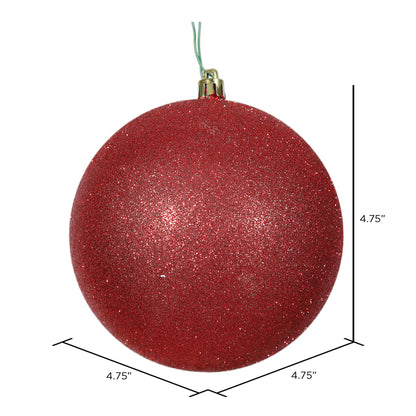 Vickerman 4.75" Red Glitter Ball Ornament 4 per Bag