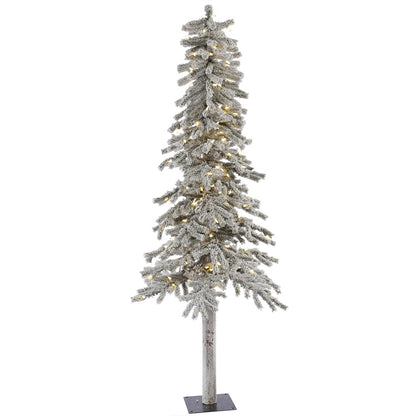 Vickerman 7' Flocked Alpine Artificial Christmas Tree Pure White Single Mold LED lights