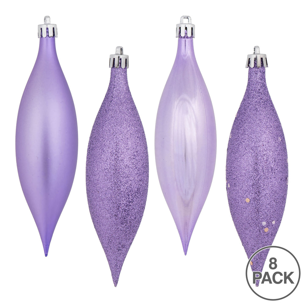 Vickerman 5.5" Lavender Finial Drop Christmas Ornament Assorted 4 Finish 8 per Pack
