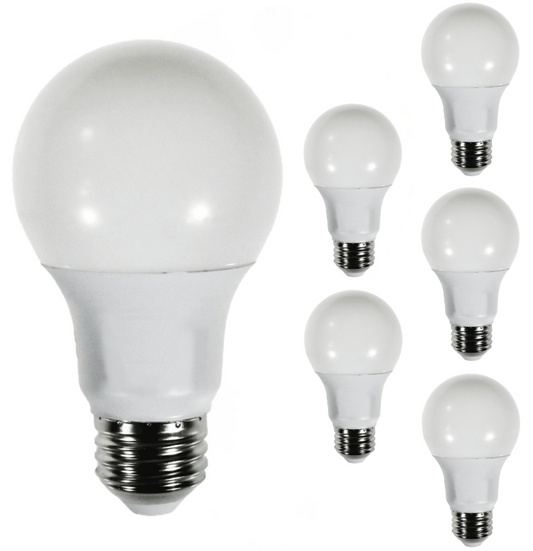 Damar A19 LED Light Bulb 8W 800 Lumen E26 Medium Base 3000K Soft White for Bedroom Living Room Lamp Home Light Bulb 120V CRI80 230° Beam Angle Damp Rated White Finish Pack of 6