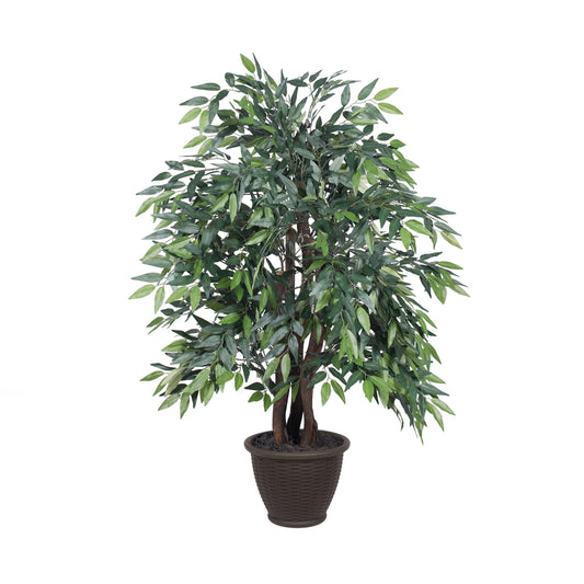 Vickerman 4' Artificial Green Smilax Extra Full Bush Brown Plastic Container.
