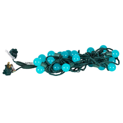 Vickerman 25 Teal G30 LED Light on Green Wire 16' Christmas Light Strand