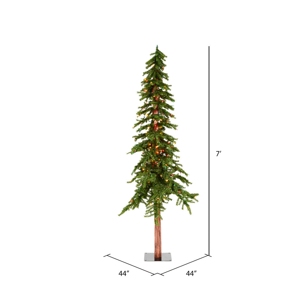 Vickerman 7' x 44" Natural Alpine Artificial Christmas Tree Multi-colored LED Lights