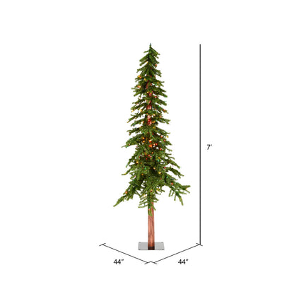 Vickerman 7' x 44" Natural Alpine Artificial Christmas Tree Multi-colored LED Lights