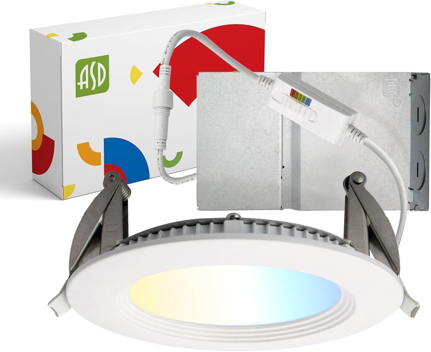 ASD Lighting LED Recessed Mini Panel Round 4inch 12W 120-277V 0-10V Dimmable 2700/3000/3500/4000/5000K with Baffle Trim White ETL Energy Star