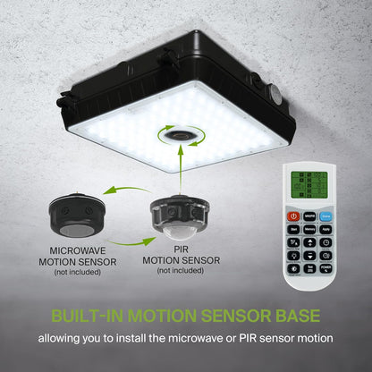 ASD Lighting LED Low-Profile Canopy with Q-base 45W 120-277V 0-10V Dimmable 140Lm/W 3000/4000/5000K with Battery Back-up 8W Black UL DLC Premium