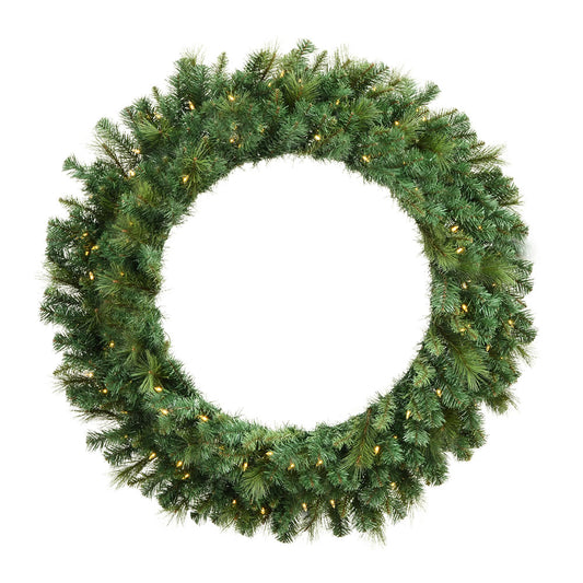 Vickerman 42" Artificial Mixed Brussels Pine Wreath 375 PVC/Hardneedle Tips Dura-Lit 150 Warm White LED Mini Lights