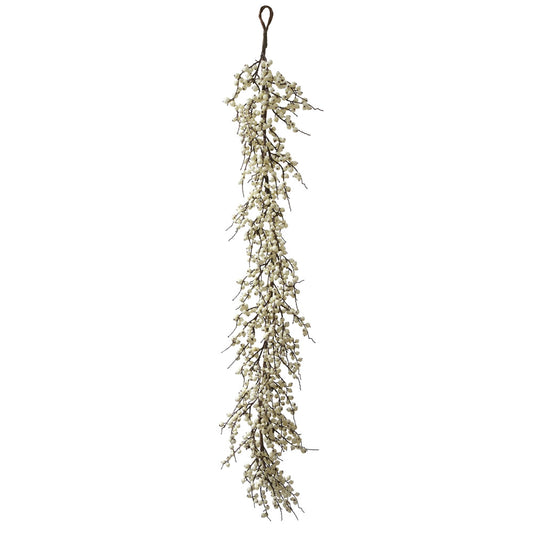 Vickerman 60" White Wild Berry Artificial Christmas Garland Unlit