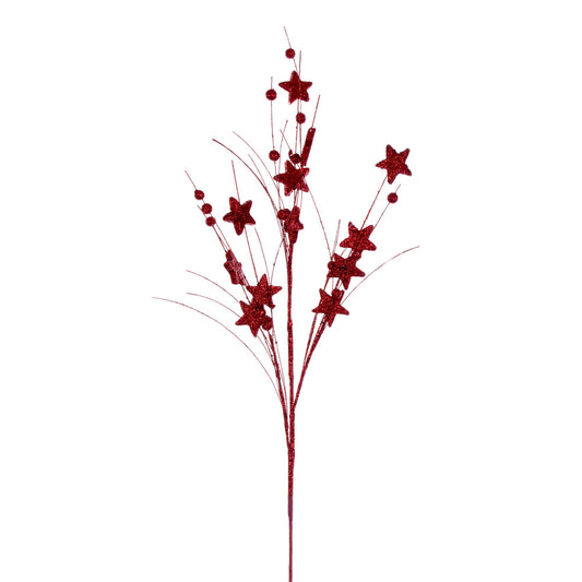 Vickerman 33" Red Star and Ball Glitter Spray 6 per bag.