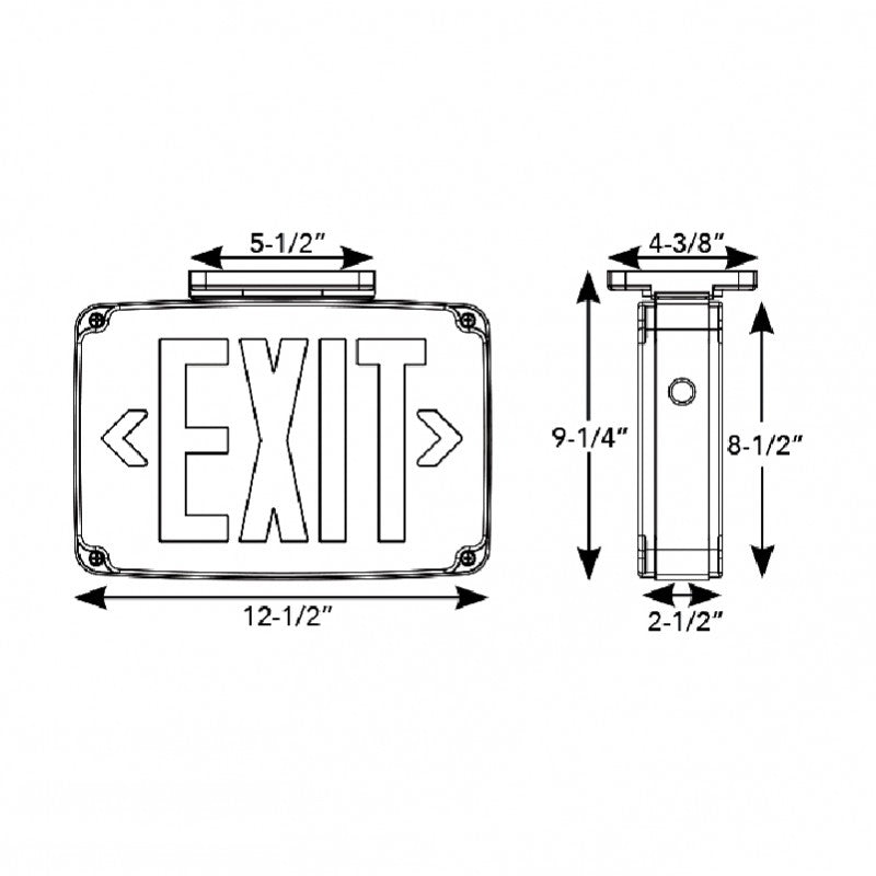 Westgate Wet Location LED Exit Sign Single Face, Red Letters, Black Panel, LED Exit & Emergency Lighting, 3.2W