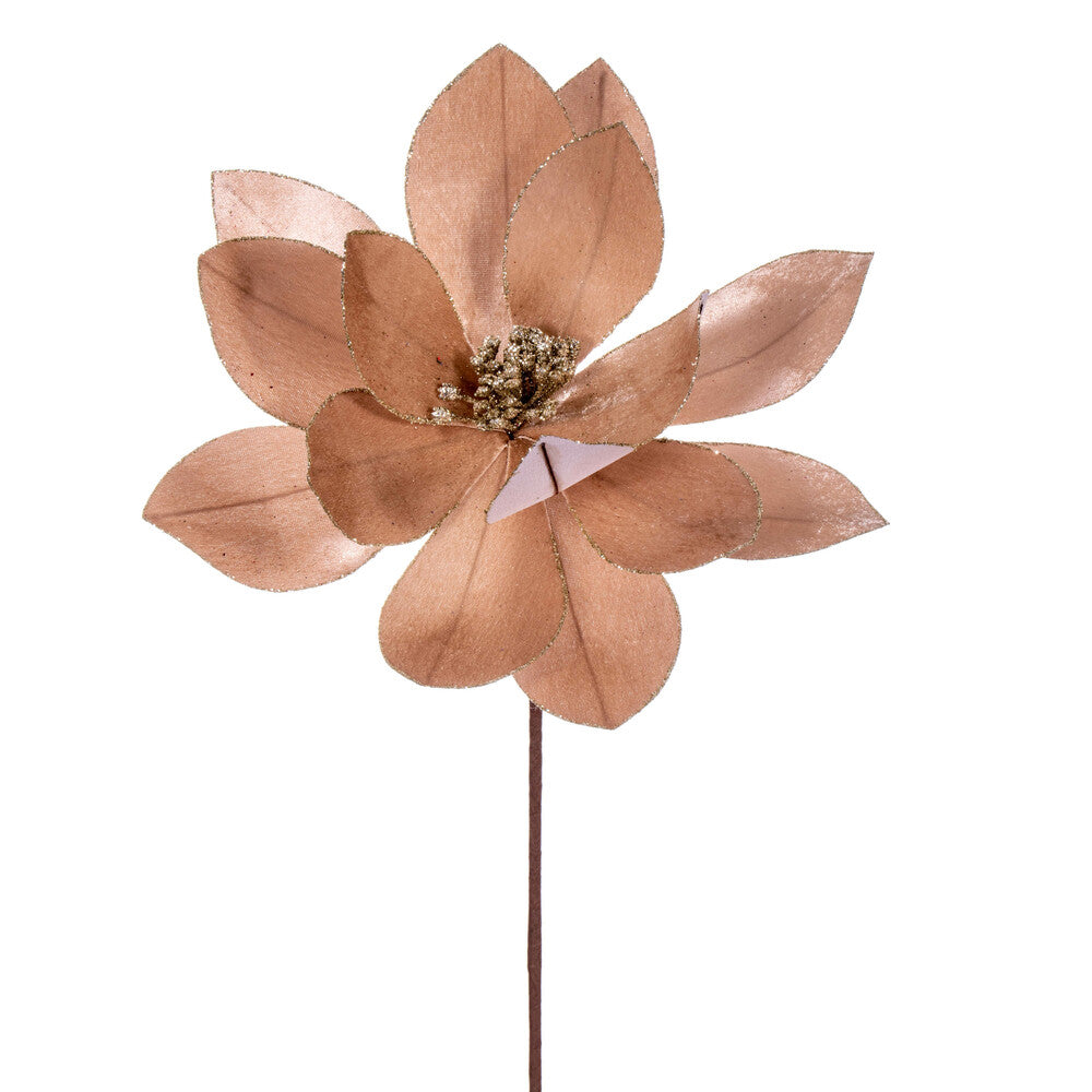 Vickerman 22" Champagne Velvet Sheen Glitter Trim Poinsettia Stem 4 per bag.