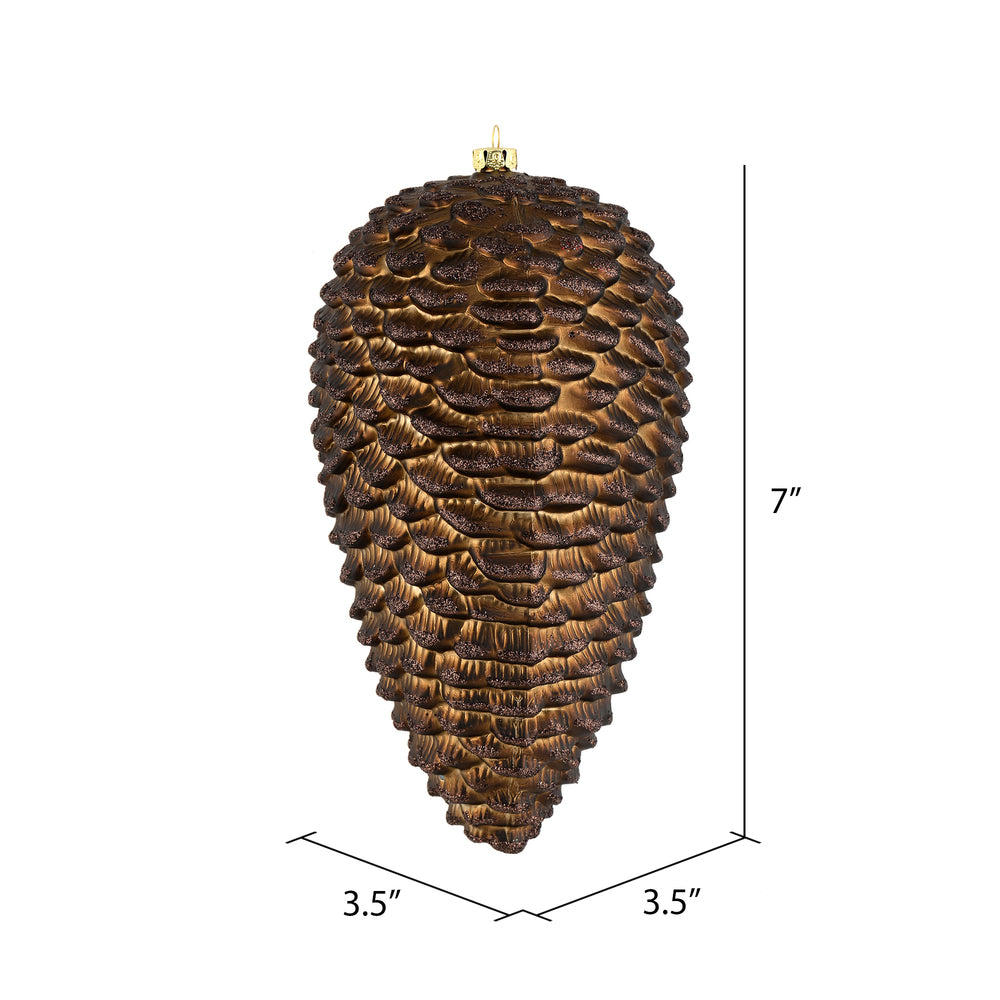 Vickerman 7" Chocolate Matte Glitter Pinecone Christmas Ornament 4 per set
