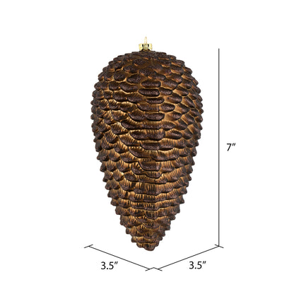 Vickerman 7" Chocolate Matte Glitter Pinecone Christmas Ornament 4 per set