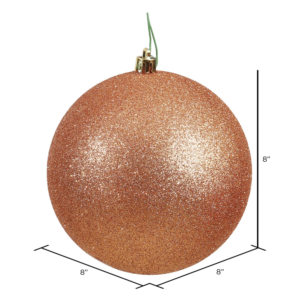 Vickerman 8" Rose Gold Glitter Ball Ornament