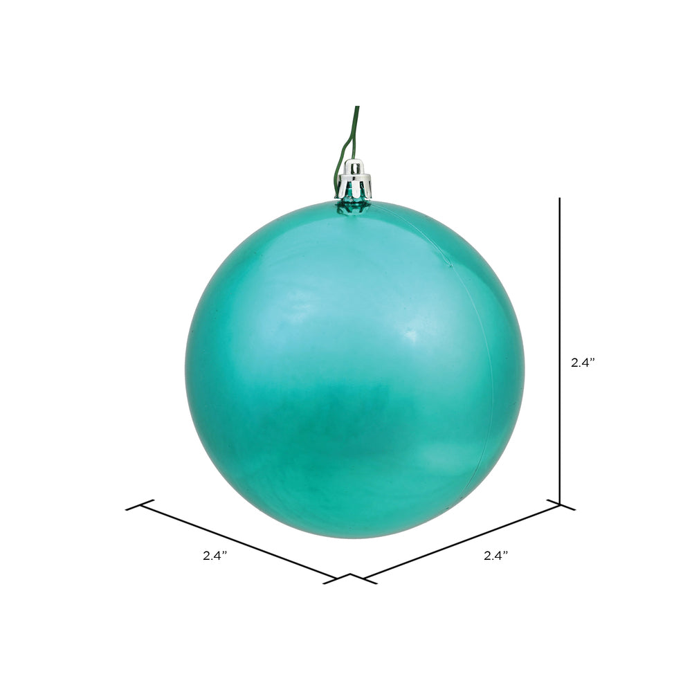 Vickerman 2.4" Teal Shiny Ball Ornament 24 per Bag