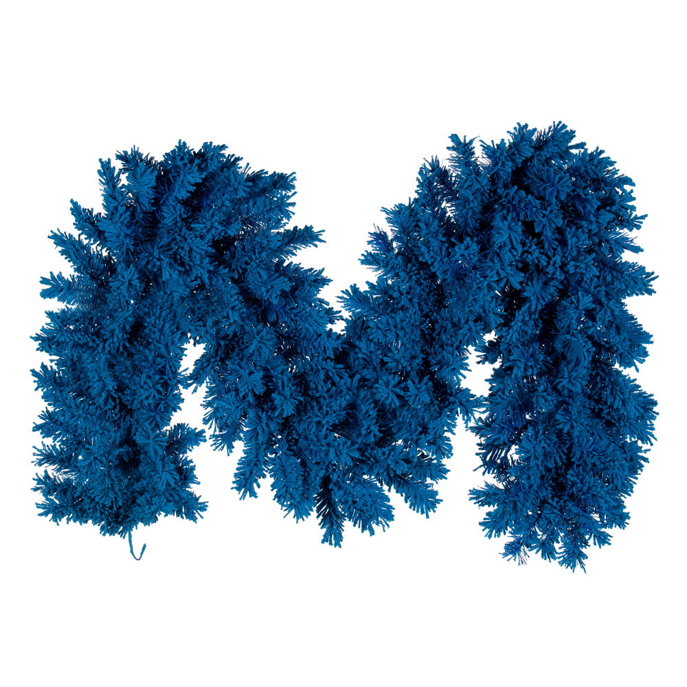 Vickerman 9' x 14" Flocked Turquoise Fir Artificial Garland Unlit.