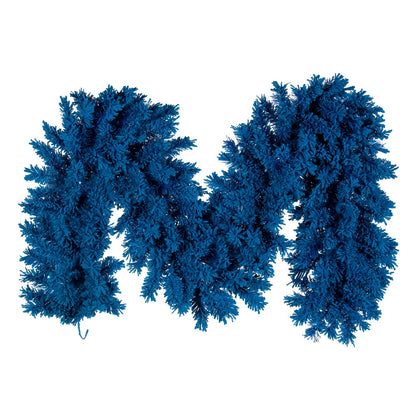 Vickerman 9' x 14" Flocked Turquoise Fir Artificial Garland Unlit.