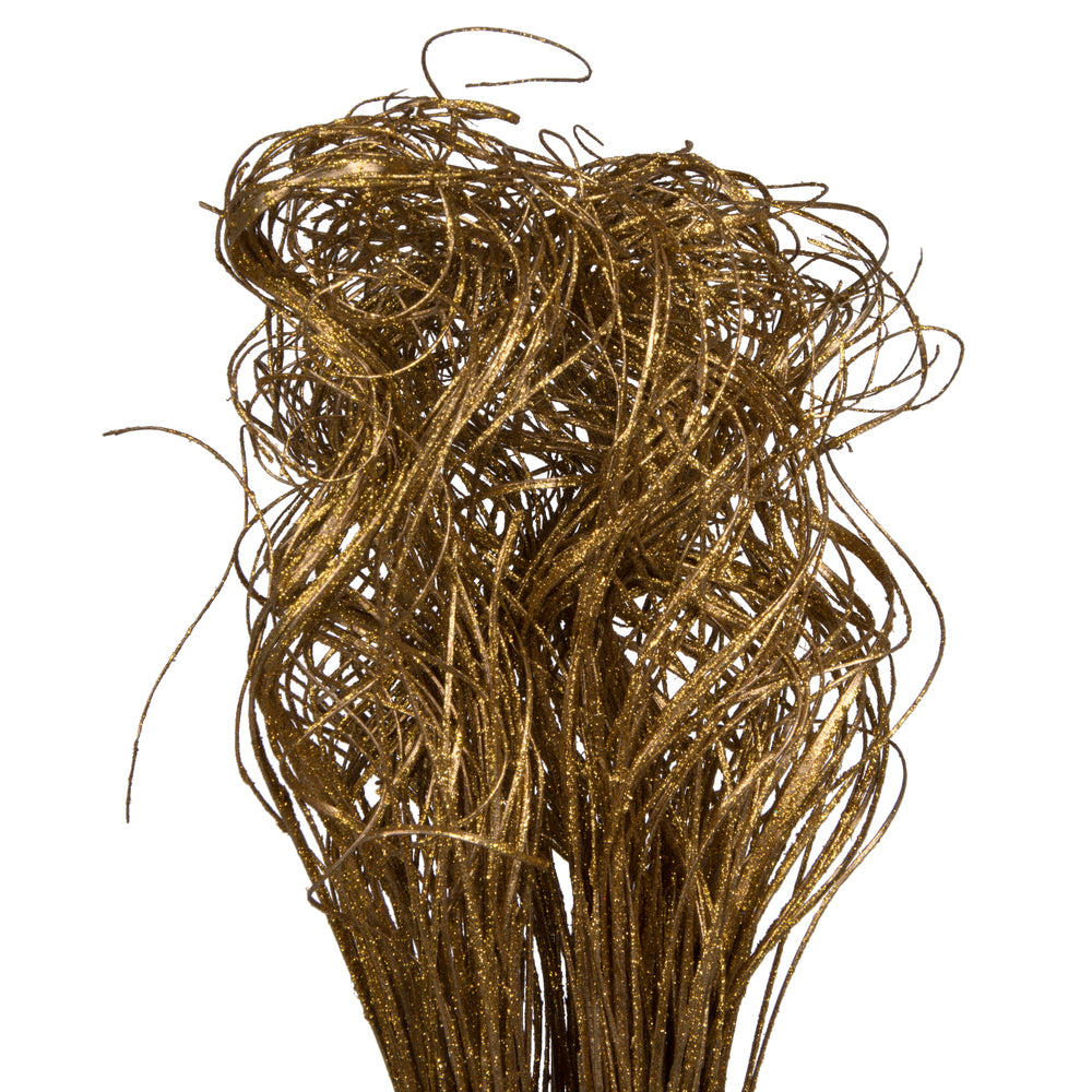 Vickerman Natural Botanicals 24"-28" Curly Ting Ting Gold with Gold Glitter. 5 bunches per Pack.