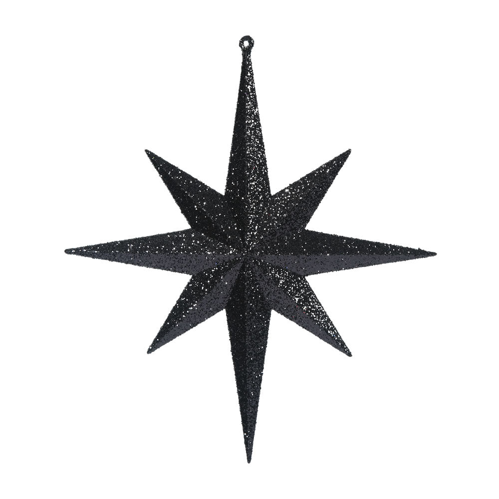 Vickerman 12" Black Iridescent Glitter Bethlehem Star Christmas Ornament 2 per Box