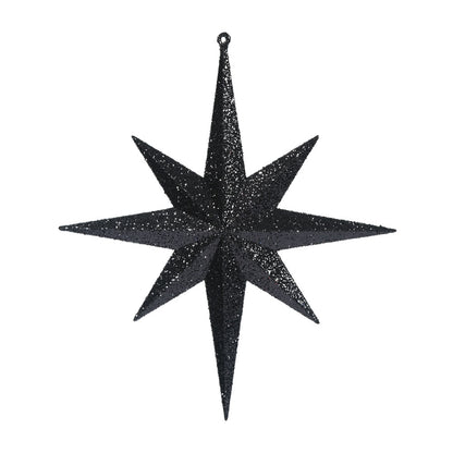 Vickerman 12" Black Iridescent Glitter Bethlehem Star Christmas Ornament 2 per Box