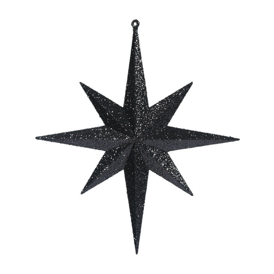 Vickerman 12" Black Iridescent Glitter Bethlehem Star Christmas Ornament 2 per Box