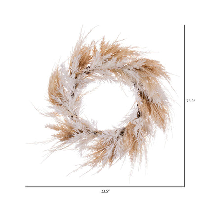 Vickerman 23.5" Beige Artificial Fern and Mini Leaves Wreath.