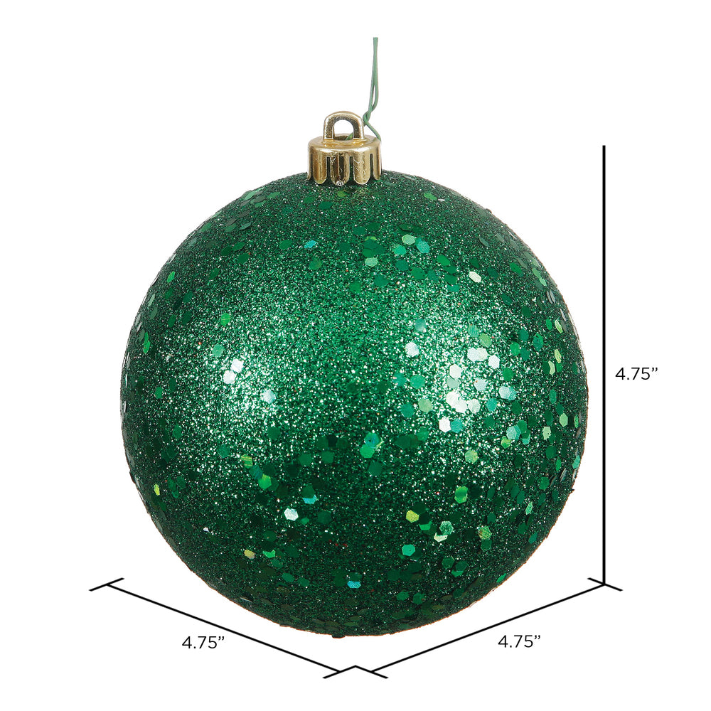 Vickerman 4.75" Emerald Sequin Ball Ornament 4 per Bag