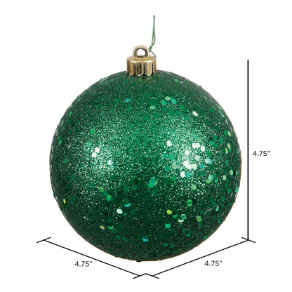 Vickerman 4.75" Emerald Sequin Ball Ornament 4 per Bag