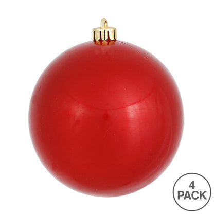 Vickerman 6" Red Candy Ball Ornament 4 per Bag