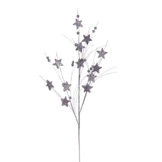 Vickerman 33" Silver Star and Ball Glitter Spray 6 per bag.